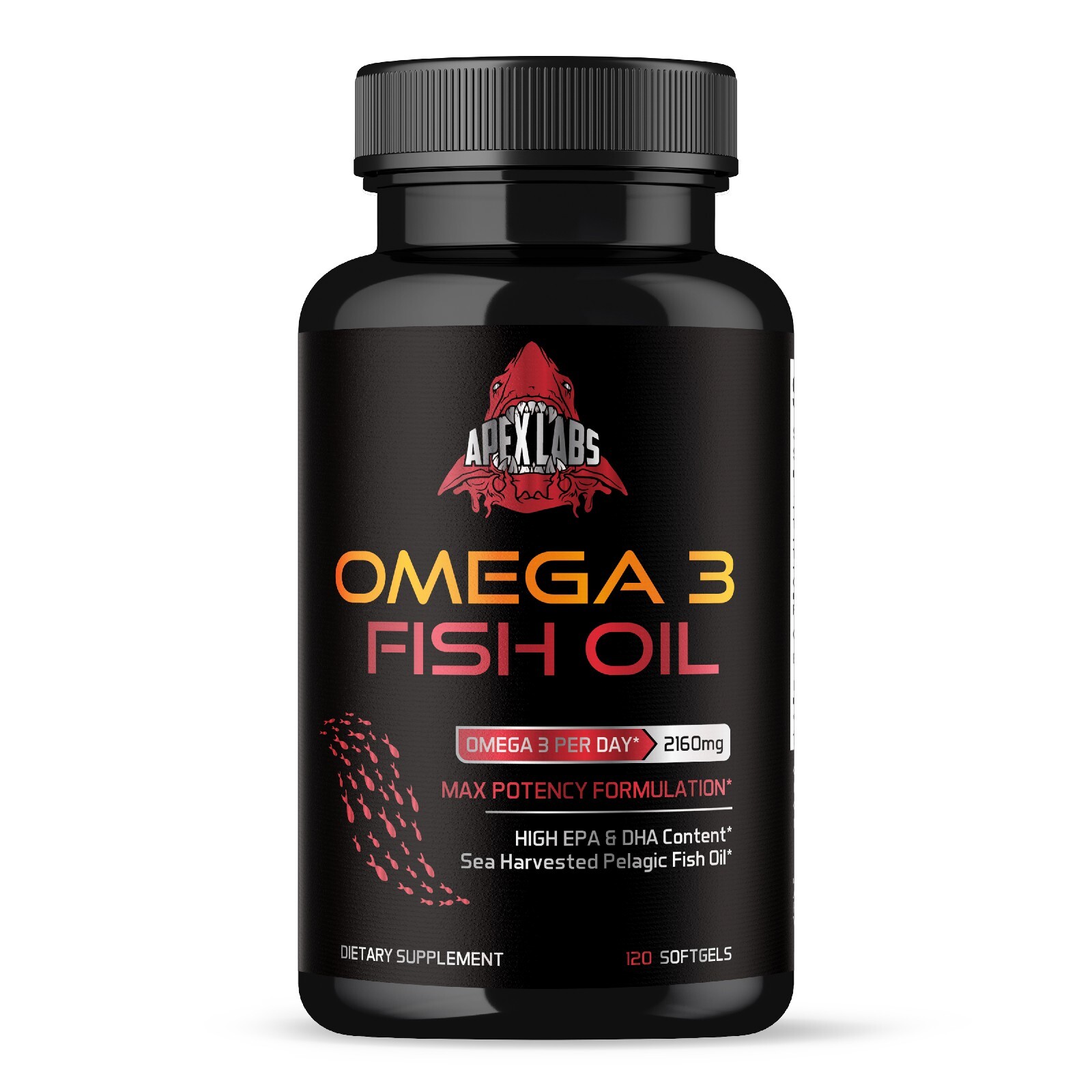 Extra Strength Omega 3 Fish Oil 2160mg, EPA And DHA, 120 Pills