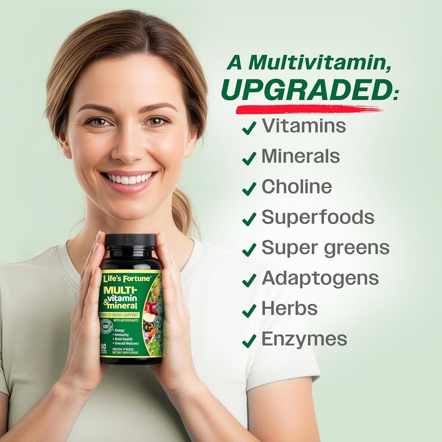 Life’s Fortune Multivitamin & Mineral 60 Tablets All Natural Energy Source …