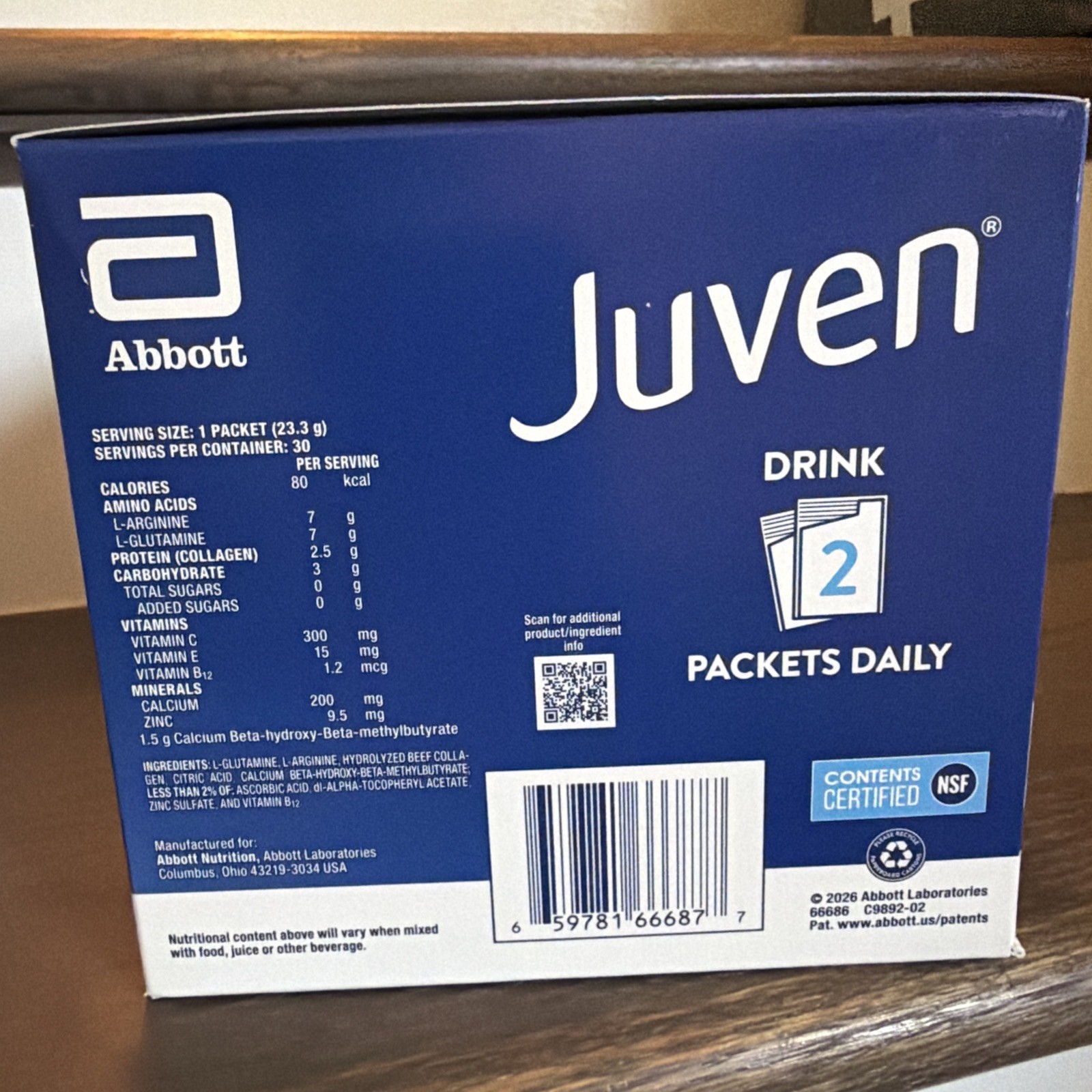 JUVEN UNFLAVORED POWDER 30 PACKET – Expiration 11/27