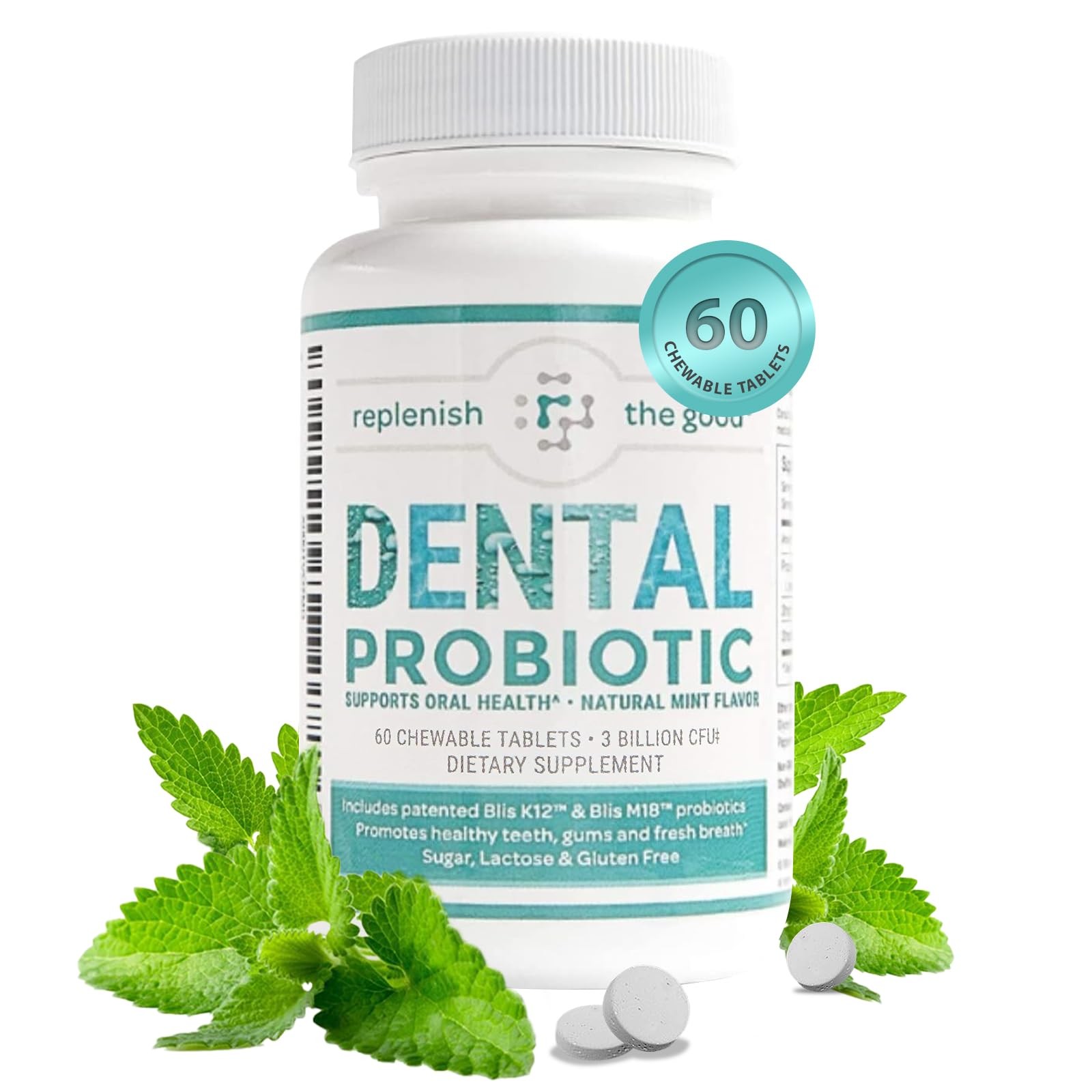 Dental Oral Probiotic, 60 Chewable Tablets – Supplements w/BLIS K12 & M18 – B…