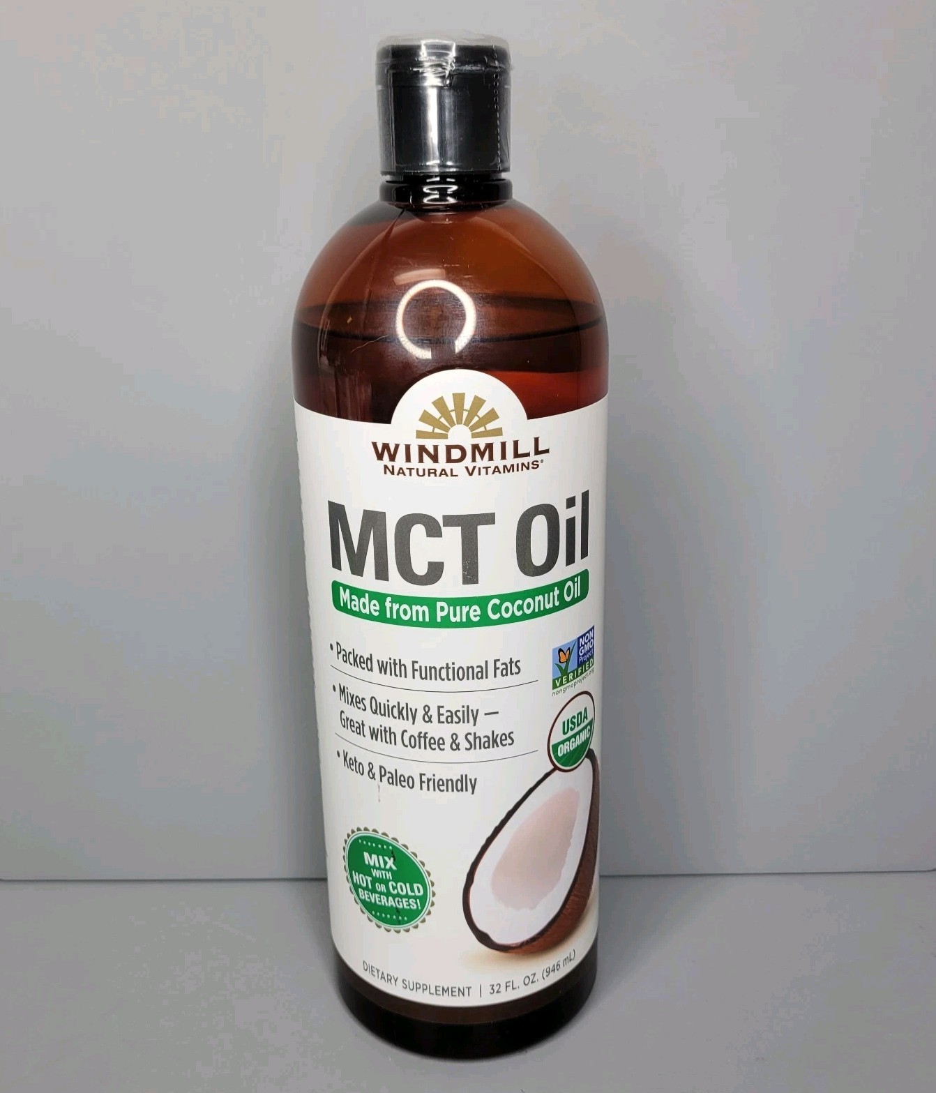 Windmill USDA Organic MCT Oil, 32 Fluid Ounces- New Sealed -Exp 04/2027