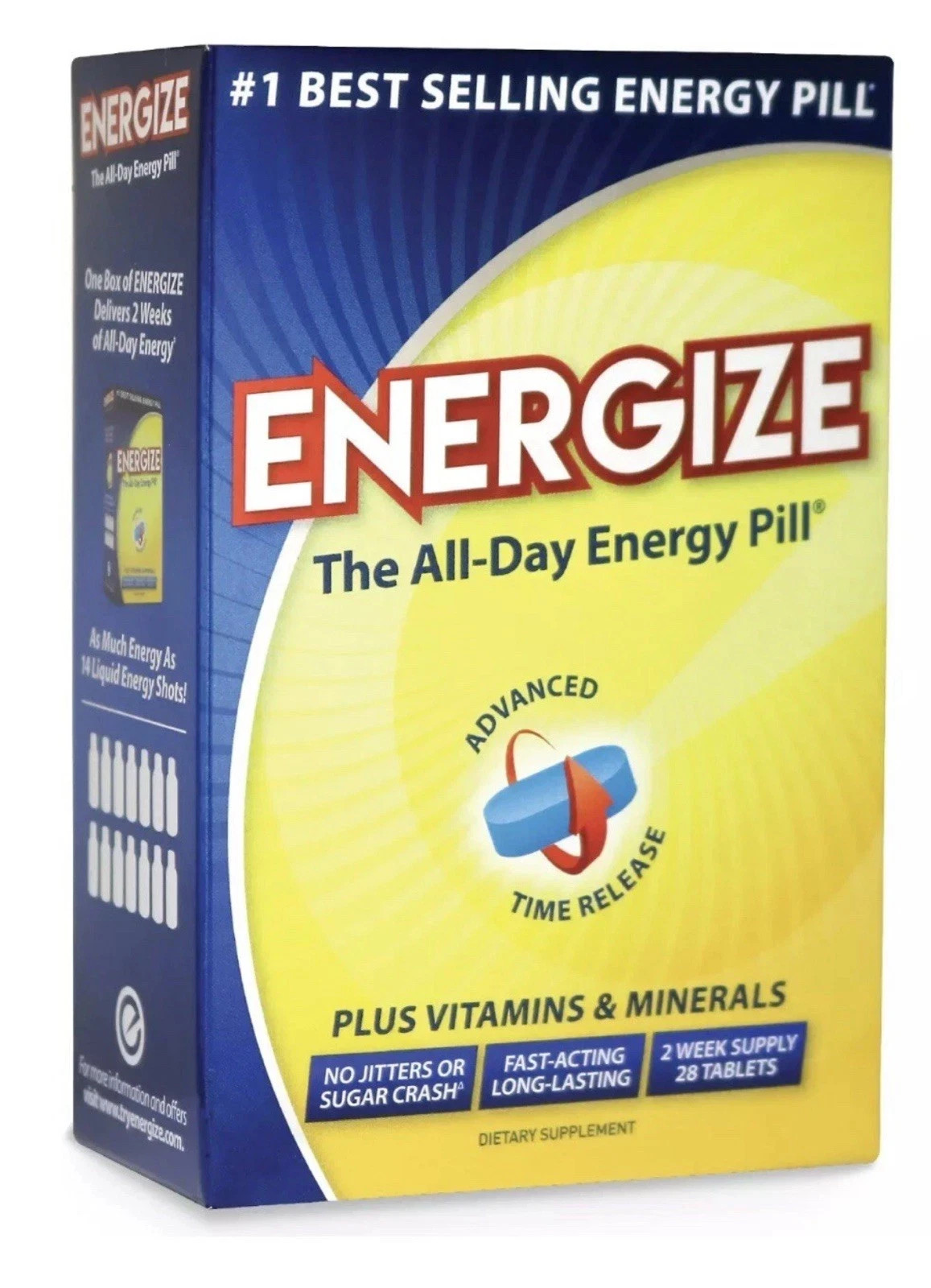 ENERGIZE America’s #1 Selling All-Day Energy Pill – 28 Count Tab Ex 1/7/2027
