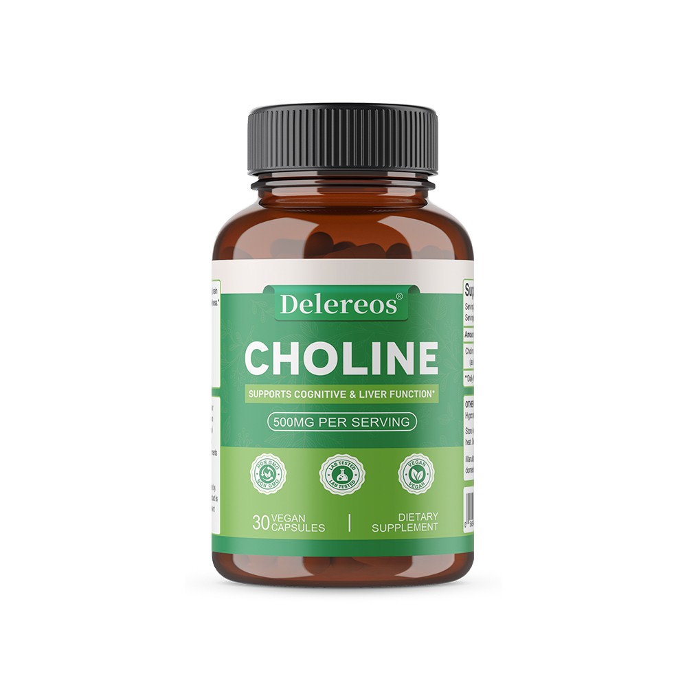 Choline Supplements 500mg Per Serving– Vegan And Non-Gmo – 30/60/120 Capsules