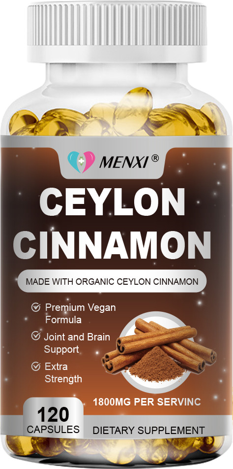 Organic Ceylon Cinnamon Capsules 1800mg Blood Sugar Support Non-GMO, Gluten Free