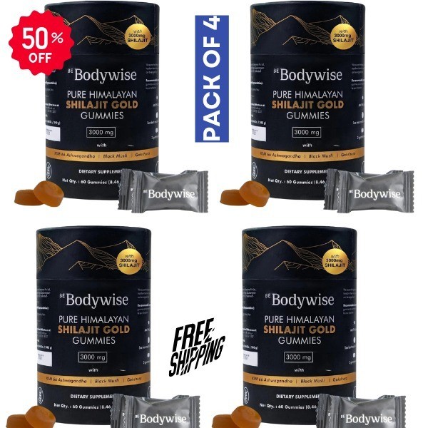 Be Bodywise Pure Himalayan Shilajit Gummies Gold I Lab Tested(no sugar pack of 4