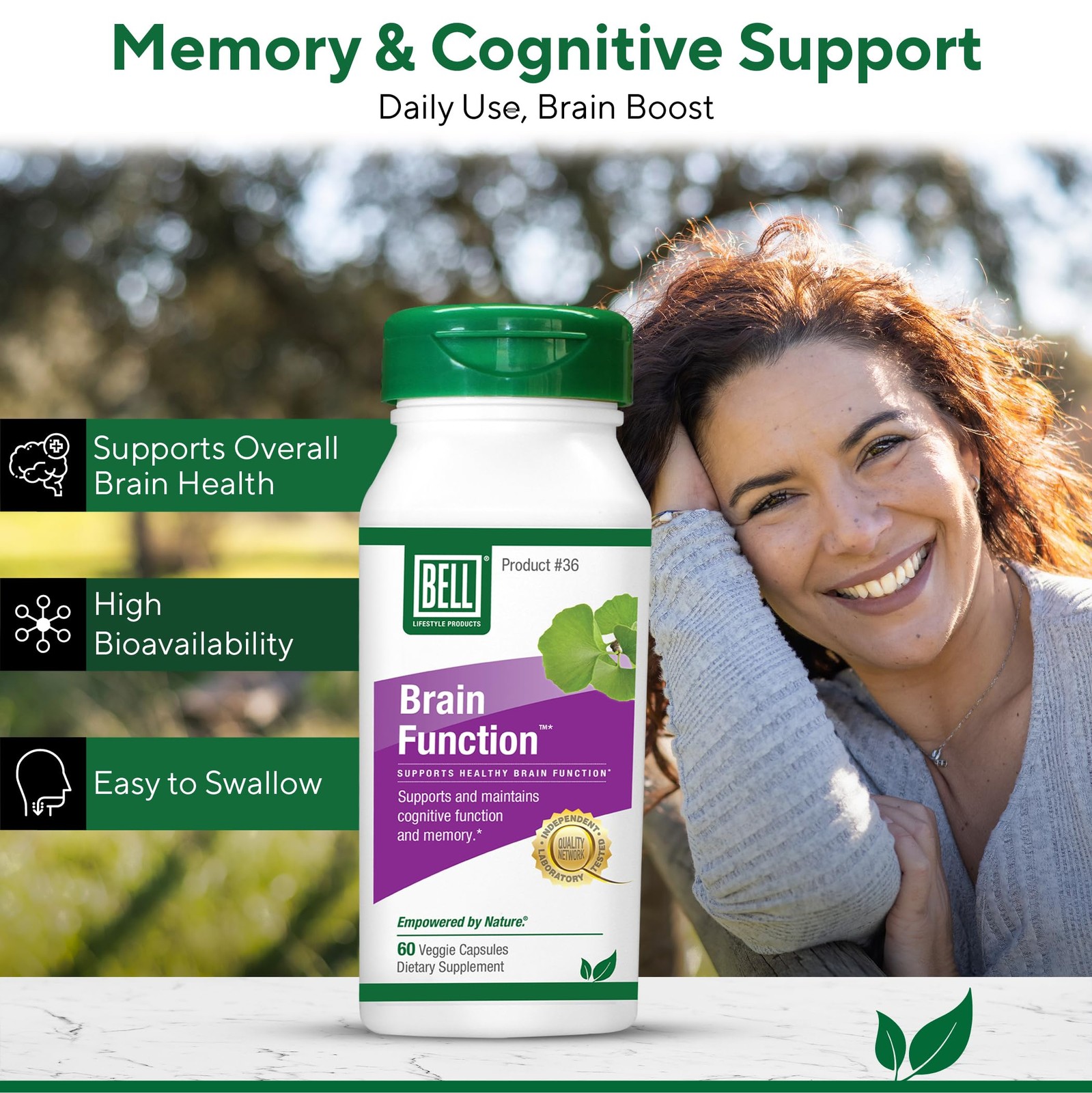 Bell Brain Function Lifestyle, Supports Cognitive Health 60 Count (Pack of 1)