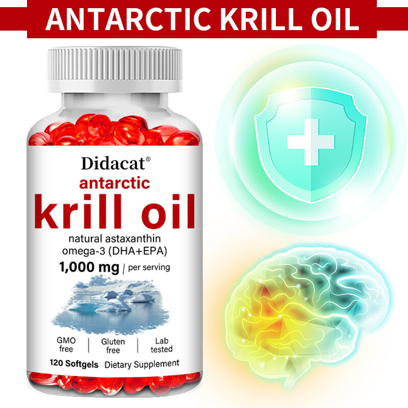 1000mg Krill Oil,Rich Omega-3 EPA DHA,Nourish Heart,Brain & Joint,120 Softgels