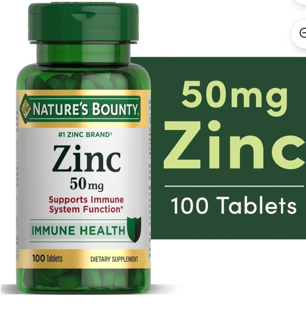 Nature’s Bounty Zinc 50mg 100 Tablets Immune Support Supplement