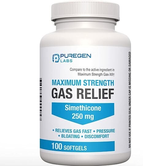 Puregen Simethicone Maximum Strength 250 mg 100 Softgels