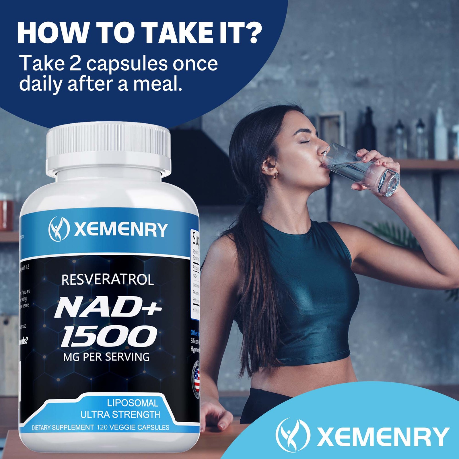NAD+ 1500mg – Resveratrol, DNA Repair, Heart & Anti-aging Antioxidant Supplement