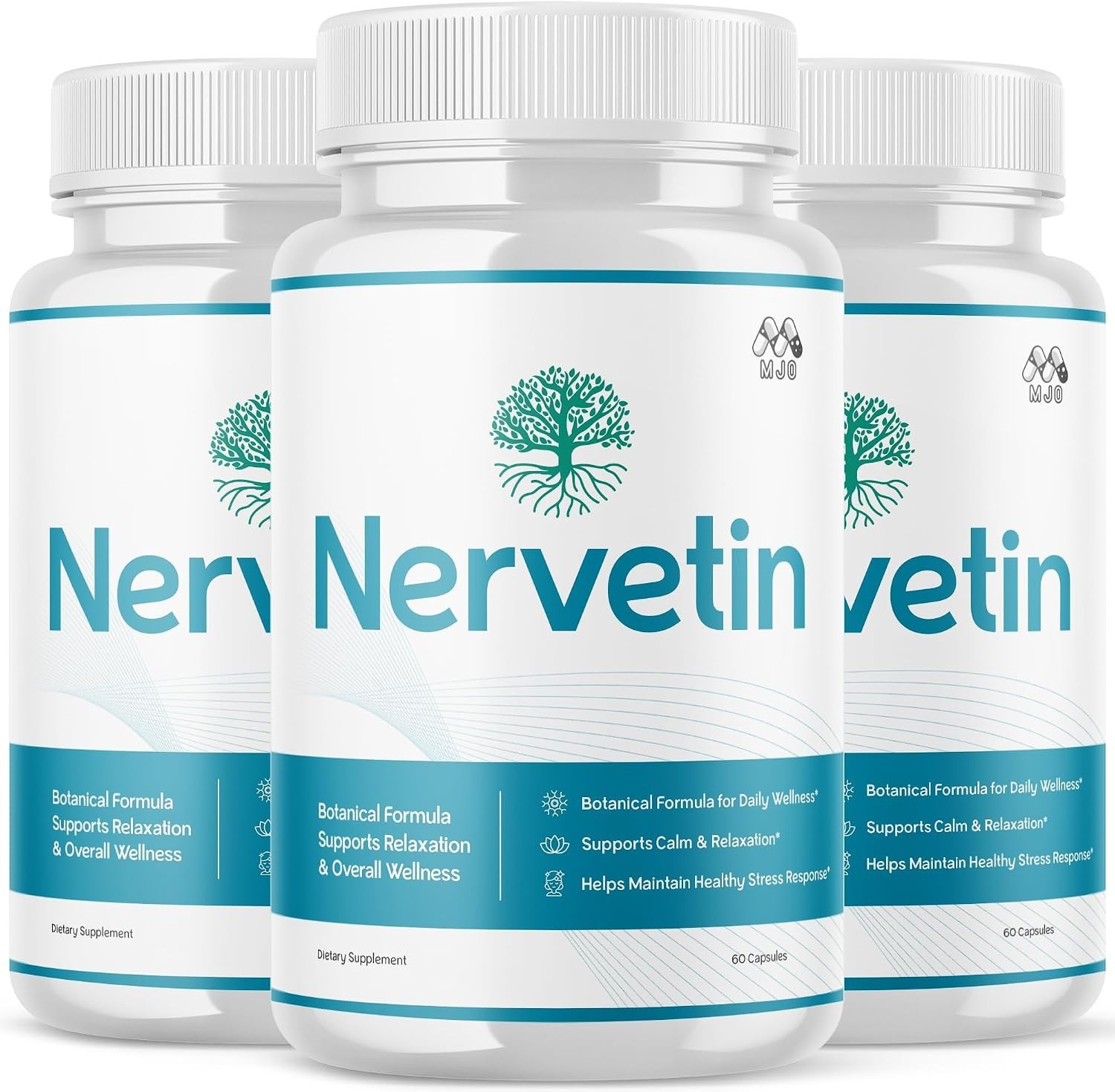 3PK Nervetin Stress, Nerve & Relaxation Support Supplement Bacopa Ginkgo Biloba
