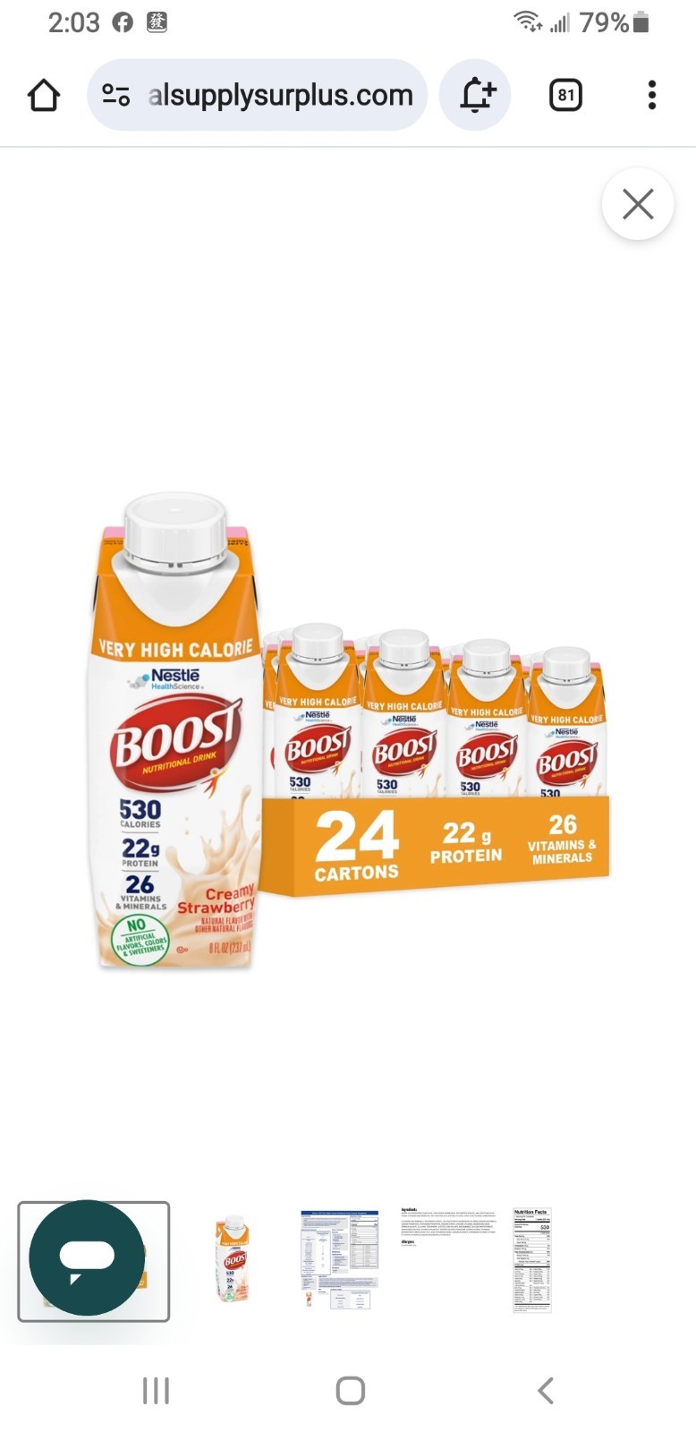 Nestlé Boost Very High Calorie VHC Very Vanilla 8 oz -Case of 24