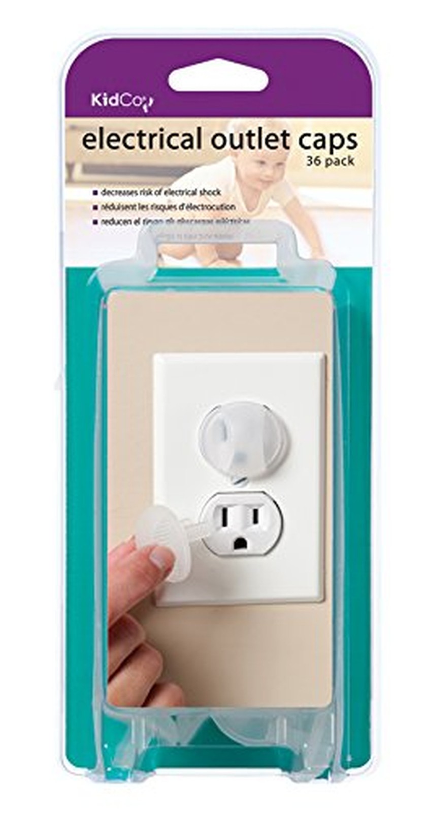 KidCo Electrical Outlet Caps (36 Pack) Clear 36 Count (Pack of 1)