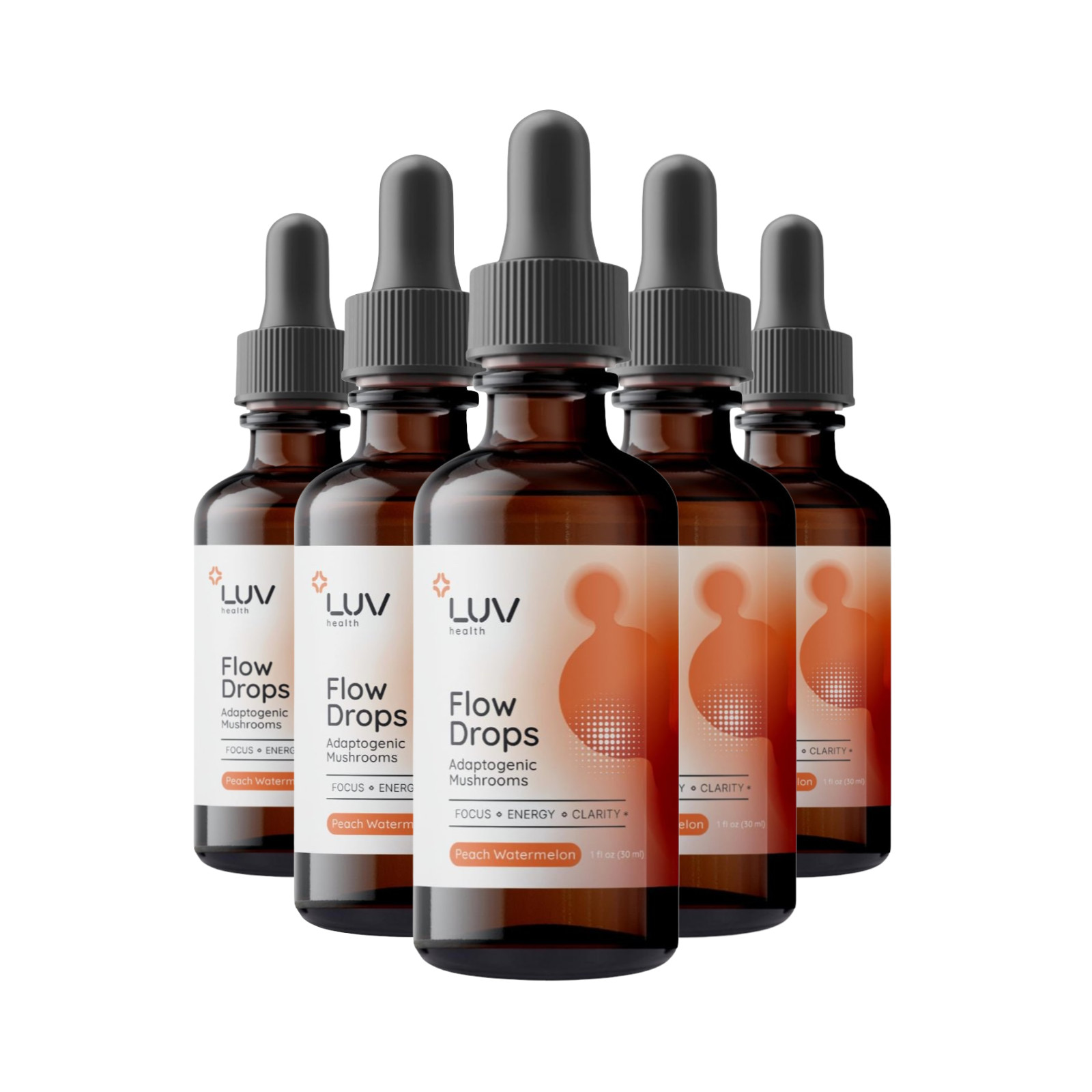 (5-Pack) LUV Health Flow Drops – Health LUV Flow Adaptogen Mushroom Blend Drops